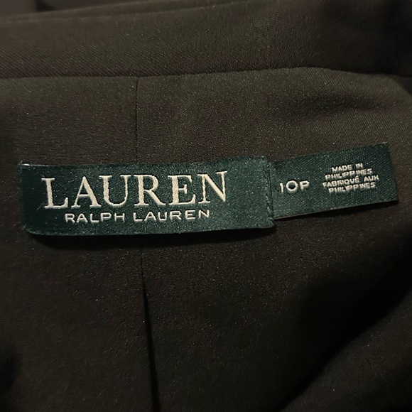 LAUREN RALPH LAUREN Black Moto Jacket Corporate Goth Blazer Women’s Petite 10P - Picture 9 of 13